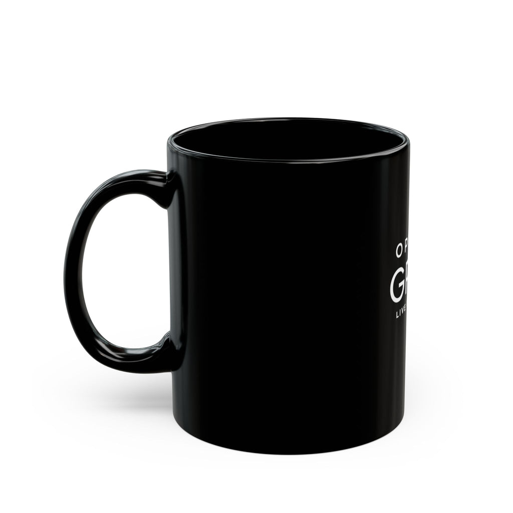 Openly Gray Coffee Mug — "Openly Gray: Live Out Loud" Black Ceramic Mug