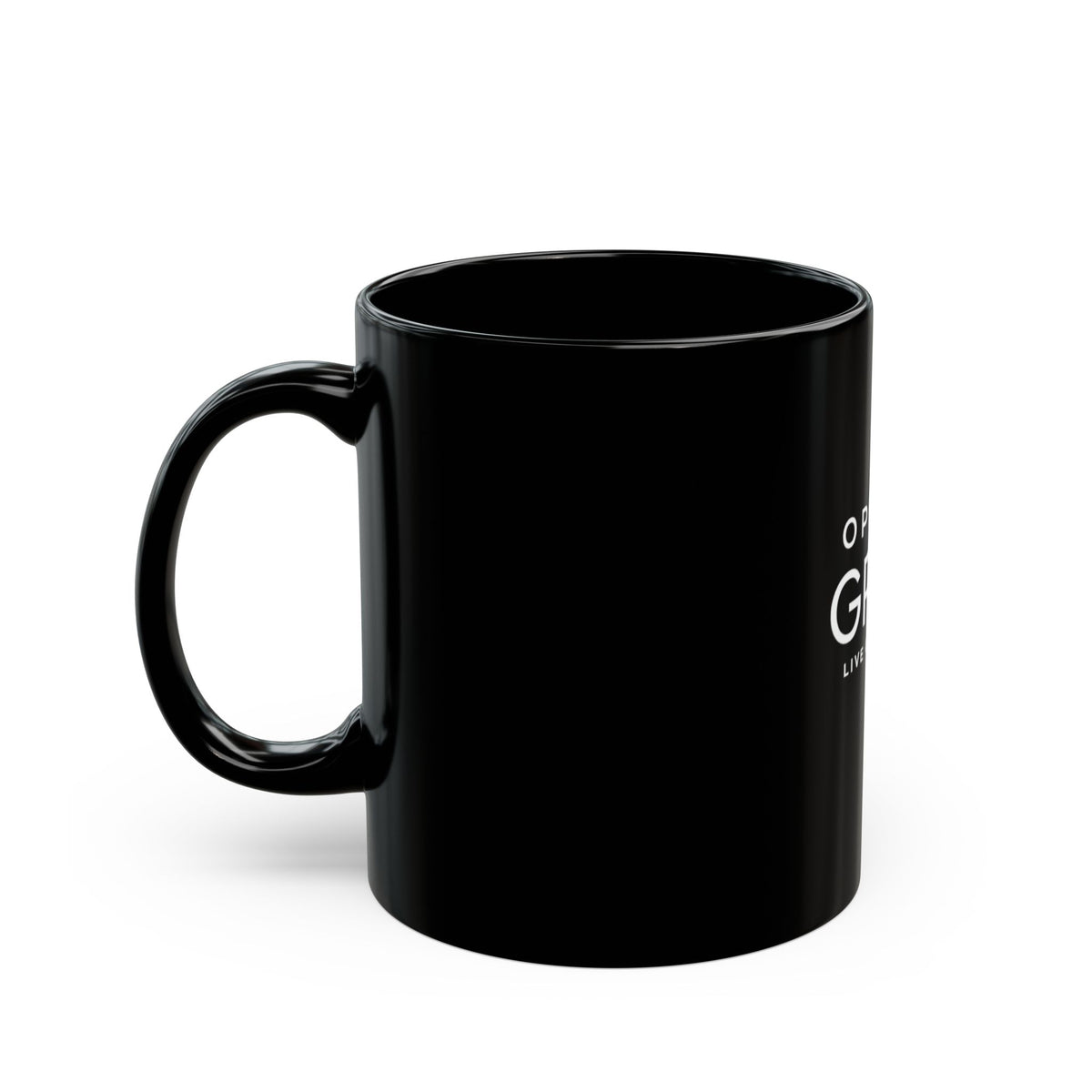 Openly Gray Coffee Mug — "Openly Gray: Live Out Loud" Black Ceramic Mug